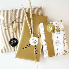 Inpakpapier | droogbloemen gold | 30cm breed