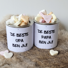 Blikje met wikkel | De beste Opa/Papa ben jij | Wit