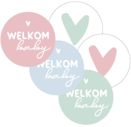 Sticker | welkom baby assorti 40mm (per 5)