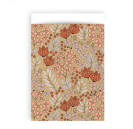 Cadeauzakjes | Flowers goud - coral 17x25cm (per 5)