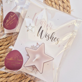 Kerstcadeau warm wishes | kaart inclusief ster waxinelicht