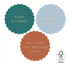 Sticker | multi santa love gold (per 10)
