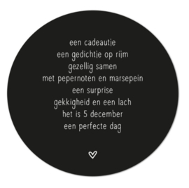 Sinterklaas | muurcirkel gedicht 20cm (zwart)