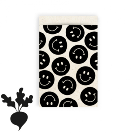 Cadeauzakjes | Smiley zwart 12x19cm (per 5)