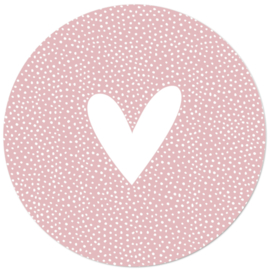 Muurcirkel | hart dots 20cm roze (dibond)