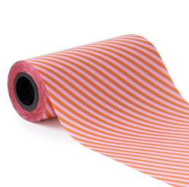 vloeipapier | Stripes - Orange/Pink 25cm breed (per 3m)