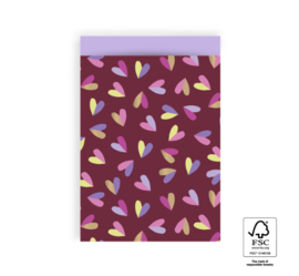 Cadeauzakjes | Hearts duo red/lilac 17x25cm (per 5)