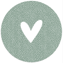 Muurcirkel | hart dots 20cm groen (dibond)