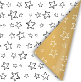 Inpakpapier |  Super Stars zwart/wit 30cm breed