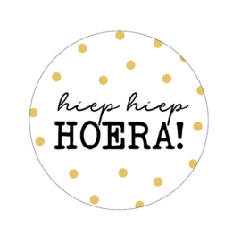 Sticker | hiep hiep hoera gouden dots (per 10)