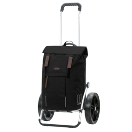 Boodschappenwagen met extra grote kogellager-wielen van 29 cm, Royal Shopper Basil City zwart