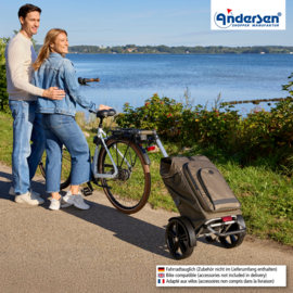 Boodschappenwagen met extra grote wielen voor achter de fiets, Tura Shopper Hydro 3.0 olijf