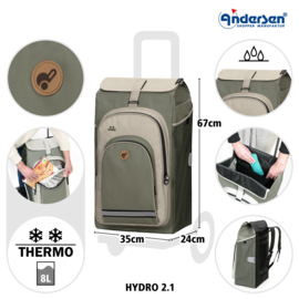 Tas Hydro 2.1 grijs, boodschappentas voor de boodschappenwagen van Andersen