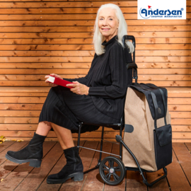 Boodschappenwagen met zitje, Komfort Shopper Senta 2.0 zand
