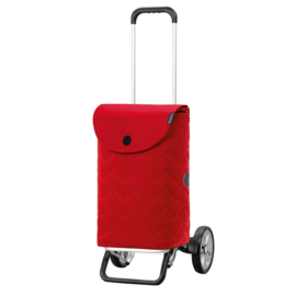 Lichte in hoogte verstelbare boodschappenwagen van aluminium, Alu Star Shopper Hilma rood