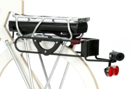 PullEasy, bevestigingsset (met slot en licht) voor de fiets, stevige bagagedrager nodig - G1