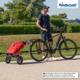 Boodschappenwagen met luchtbanden en spatborden, Royal Shopper Plus Ortlieb rood