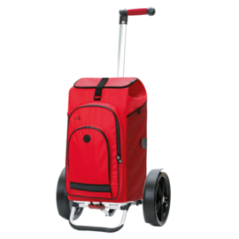 Boodschappenwagen met extra grote wielen voor achter de fiets, Tura Shopper Hydro 3.0 rood