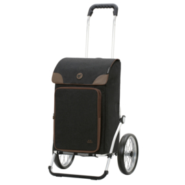Boodschappenwagen met grote wielen met metalen spaken, Royal Shopper Holk zwart