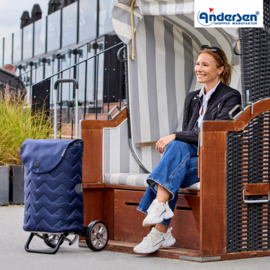 Lichte in hoogte verstelbare boodschappenwagen van aluminium, Alu Star Shopper Hilma blauw