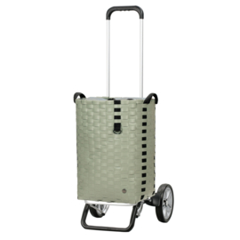 Lichte in hoogte verstelbare boodschappenwagen van aluminium, Alu Star Shopper Silja groen