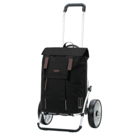 Boodschappenwagen met grote wielen  met kogellagers, Royal Shopper Basil City zwart