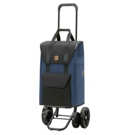 Boodschappenwagen met 4 wielen, ook om te duwen, Quattro Shopper Senta 2.0 blauw