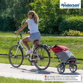 Boodschappenwagen met grote wielen en spatborden voor achter de fiets, Royal Shopper Lasse rood