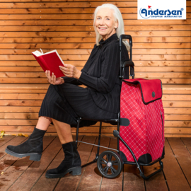 Boodschappenwagen met zitje, Komfort Shopper Sofia rood
