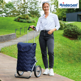 Boodschappenwagen met grote wielen met metalen spaken, Royal Shopper Hilma blauw