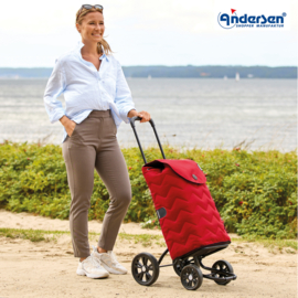 In hoogte verstelbare boodschappenwagen met 4 wielen, Quattro Shopper Hilma rood