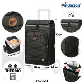 Tas Fado 2.1 zwart, boodschappentas voor de boodschappenwagen van Andersen