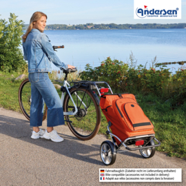 Boodschappenwagen met grote wielen en spatborden voor achter de fiets, Royal Shopper Plus Hydro 3.0 oranje