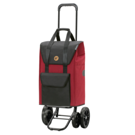 Boodschappenwagen met 4 wielen, ook om te duwen, Quattro Shopper Senta 2.0 rood