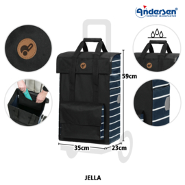 Tas Jella blauw, boodschappentas voor de boodschappenwagen van Andersen