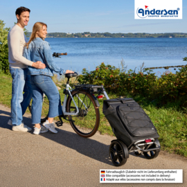 Boodschappentrolley met extra grote wielen voor achter de fiets, Tura Shopper Fado 3.0 zwart
