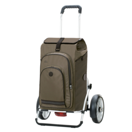 Boodschappenwagen met grote wielen en spatborden voor achter de fiets, Royal Shopper Plus Hydro 3.0 olijf