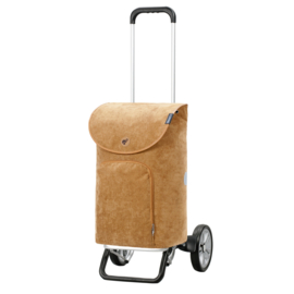 Lichte in hoogte verstelbare boodschappenwagen van aluminium, Alu Star Shopper Marta camel