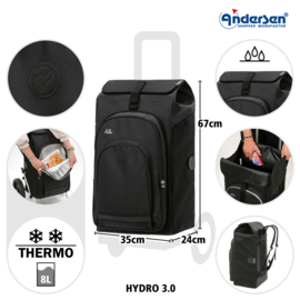 Boodschappenwagen met grote 3-spaken wielen, Royal Shopper Hydro 3.0 zwart