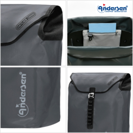 Tas Ortlieb antraciet, boodschappentas voor de boodschappenwagen van Andersen
