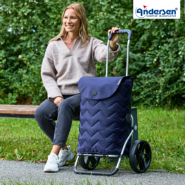Boodschappenwagen met grote 3-spaken wielen, Royal Shopper Hilma blauw