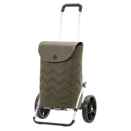 Boodschappenwagen met grote 3-spaken wielen, Royal Shopper Hilma olijf