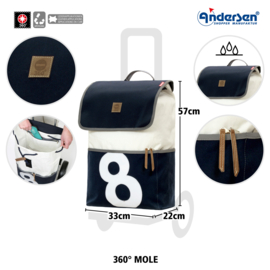 Tas 360° Mole 8, boodschappentas voor de boodschappenwagen van Andersen