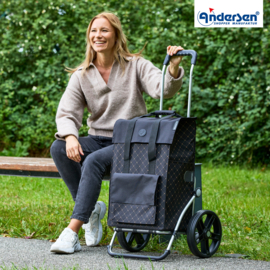 Boodschappenwagen met grote wielen met metalen spaken, Royal Shopper Lisa zwart