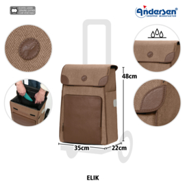 Tas Elik bruin, boodschappentas voor de boodschappenwagen van Andersen