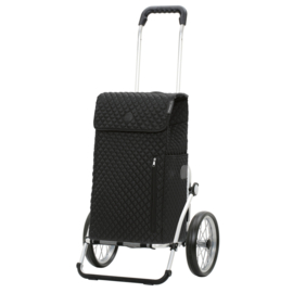 Boodschappenwagen met grote wielen met metalen spaken, Royal Shopper Lissa zwart