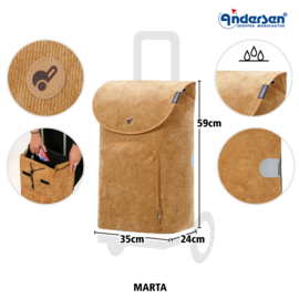 Boodschappenwagen met grote wielen met metalen spaken, Royal Shopper Marta camel
