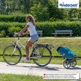 Boodschappenwagen met grote wielen en spatborden voor achter de fiets, Royal Shopper Plus Ortlieb petrol