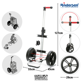 Boodschappenwagen met extra grote wielen voor achter de fiets, Tura Shopper Ortlieb antraciet