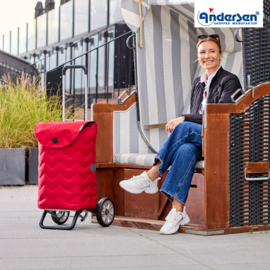 Lichte in hoogte verstelbare boodschappenwagen van aluminium, Alu Star Shopper Hilma rood